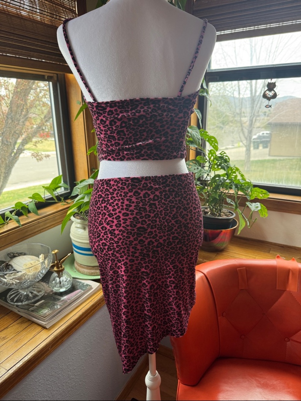 π VTG Seven Sisters Pink Leopard Velvet Matching Set - Made in USA - Picture 4 of 9